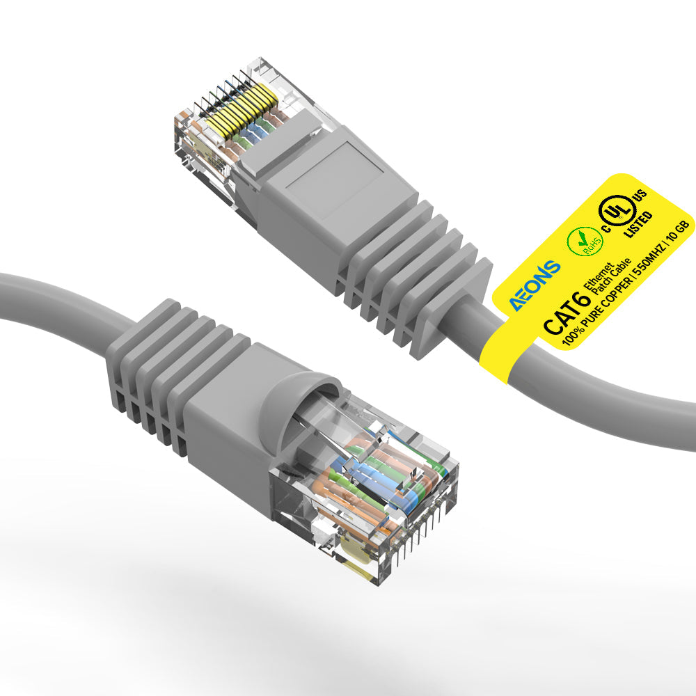 Aeons 10Gbps Snagless Cat 6 Ethernet Patch Cable 100 ft LAN UTP Cat6 RJ45 Internet Network Cable for Patch Panel Switch, Gold Plated UL Listed