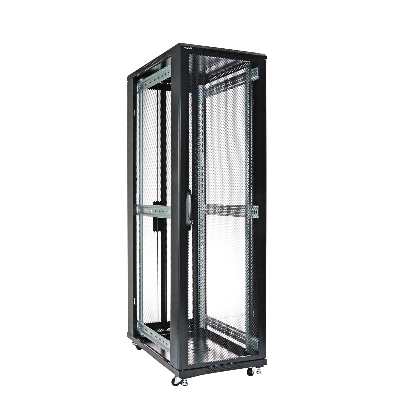 Aeons G-Series 42U Professional Server Rack Enclosure Cabinet Kit, Mid-Depth, Secure Perforated Door, Cable Management