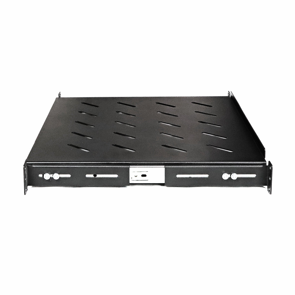 Aeons Universal 1U Rack Mount Vented 4-Post Sliding Shelf, Adjustable Mounting, 14-inch Depth