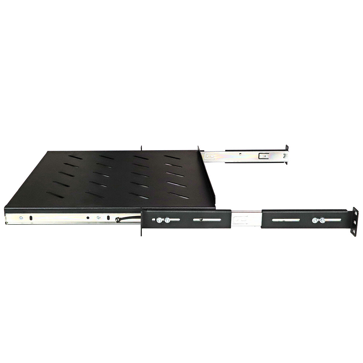 Aeons Universal 1U Rack Mount Vented 4-Post Sliding Shelf, Adjustable Mounting, 14-inch Depth