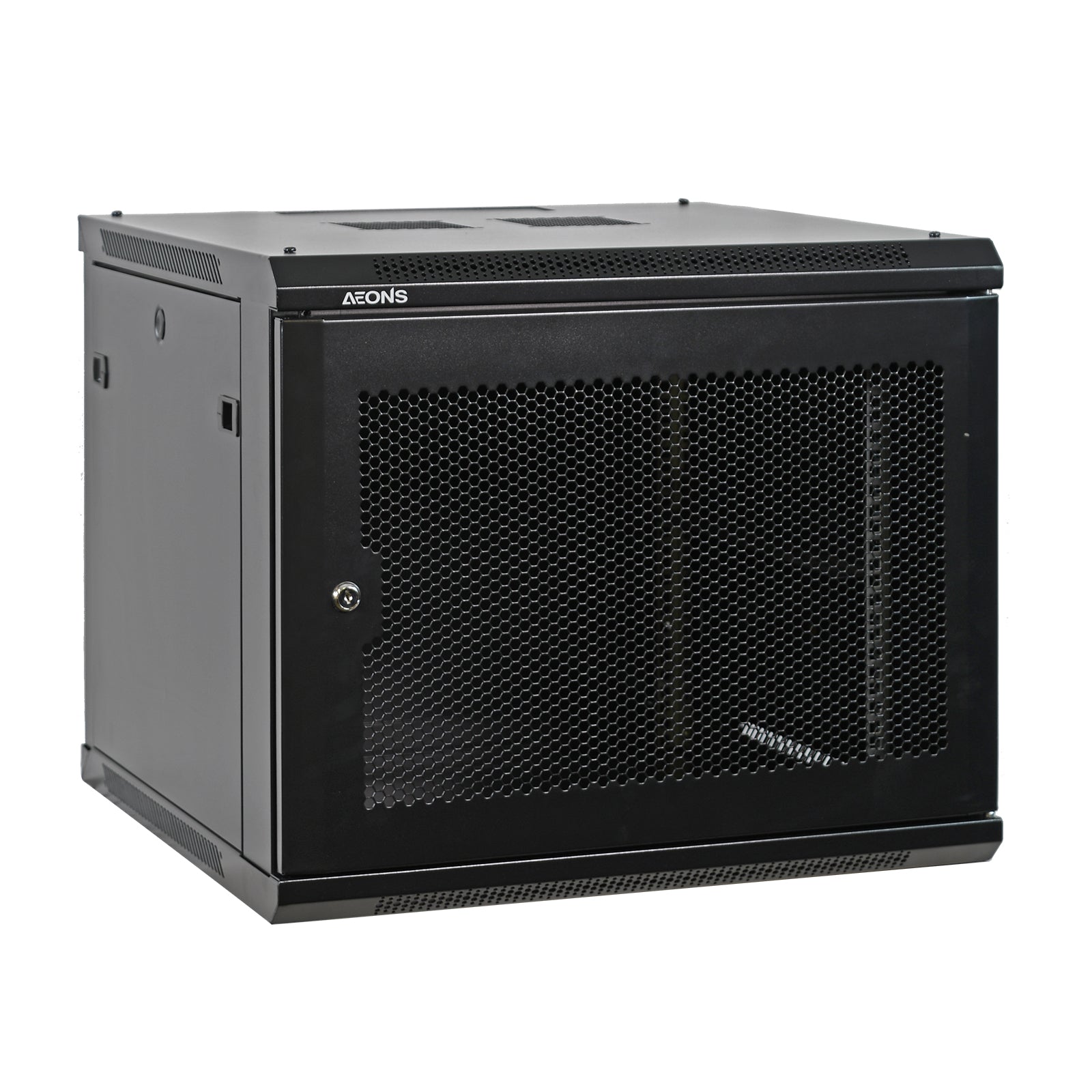 Aeons Pro Series 9U Wall-Mount Rack Cabinet, Mid-Depth, Vented Door