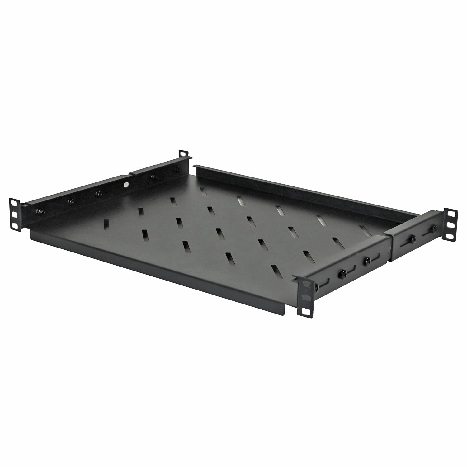 Aeons Universal 1U Rack Mount Vented 4-Post Fixed Shelf, Adjustable Mounting, 14-inch Depth