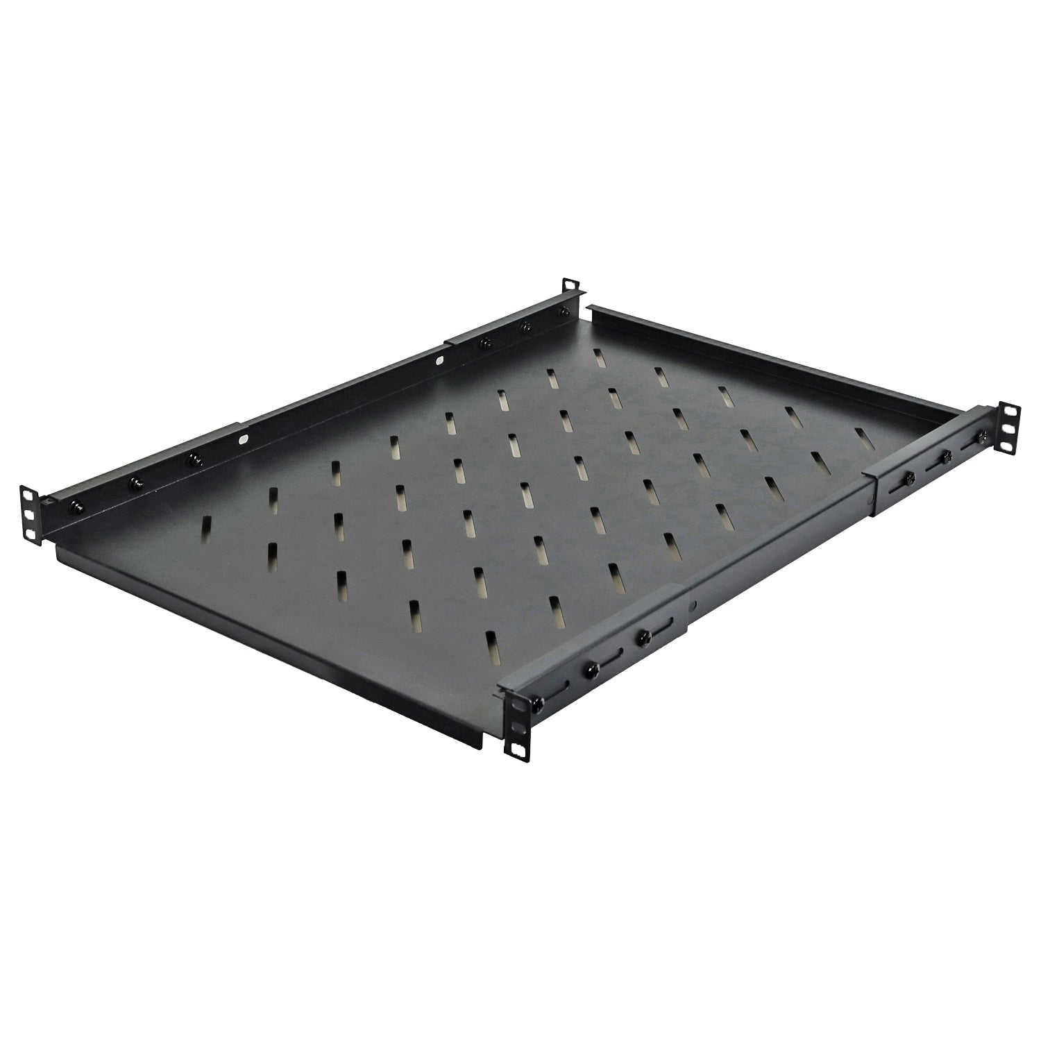 Aeons Universal 1U Rack Mount Vented 4-Post Fixed Shelf, Adjustable Mounting, 26-inch Depth