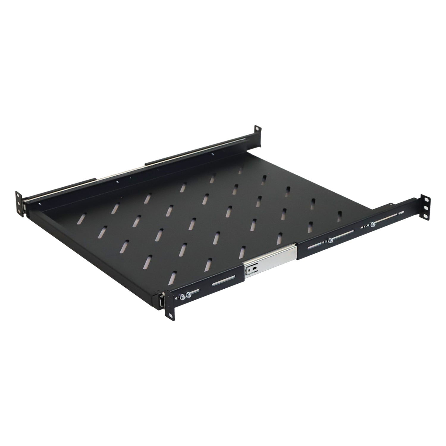 Aeons Universal 1U Rack Mount Vented 4-Post Sliding Shelf, Adjustable Mounting, 20-inch Depth