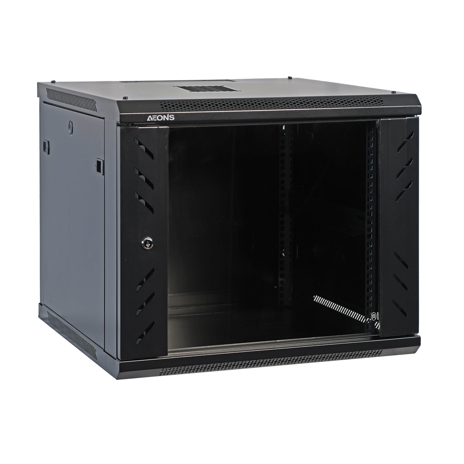 Aeons Pro Series 9U Wall-Mount Rack Cabinet, Mid-Depth, Glass Door