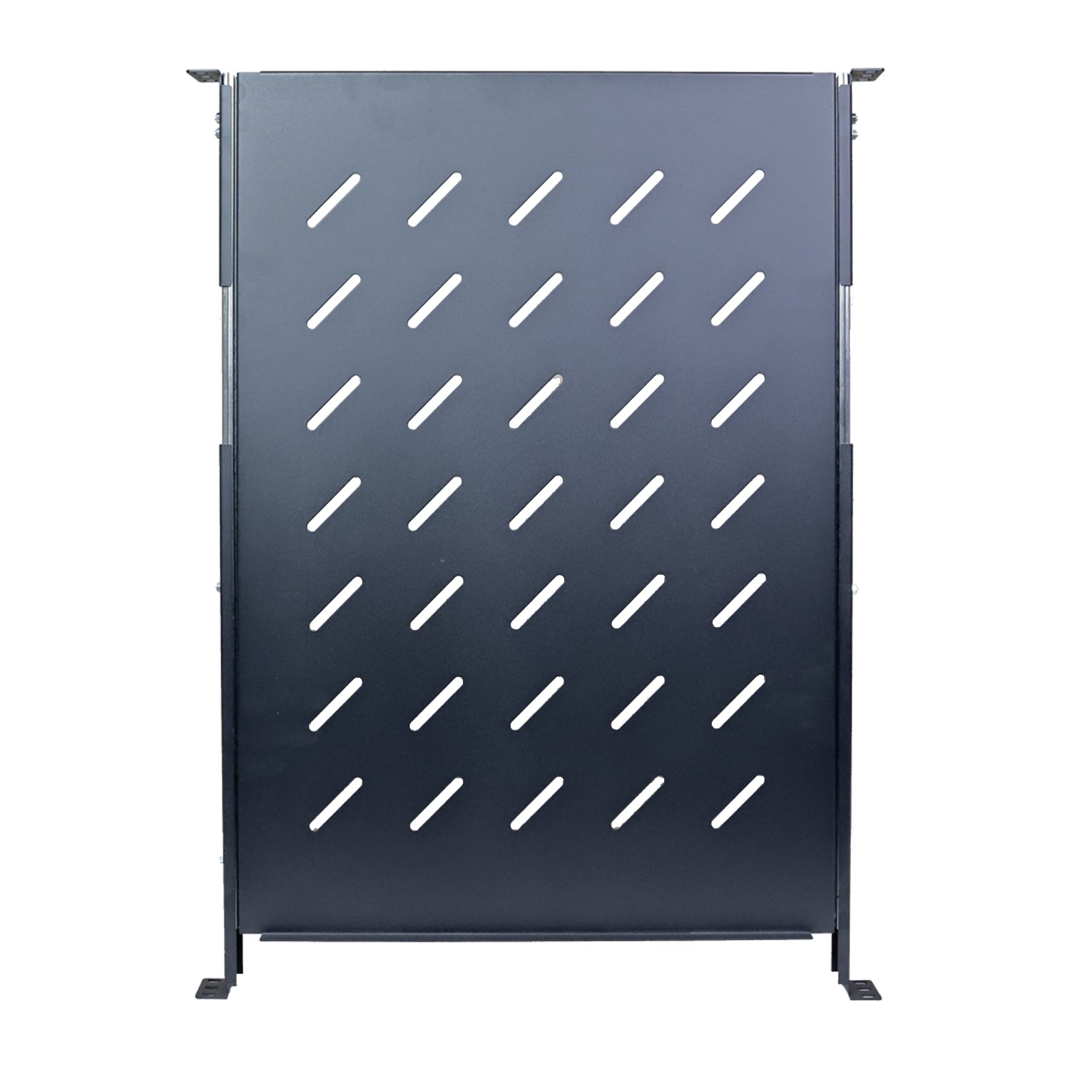 Aeons Universal 1U Rack Mount Vented 4-Post Sliding Shelf, Adjustable Mounting, 24-inch Depth