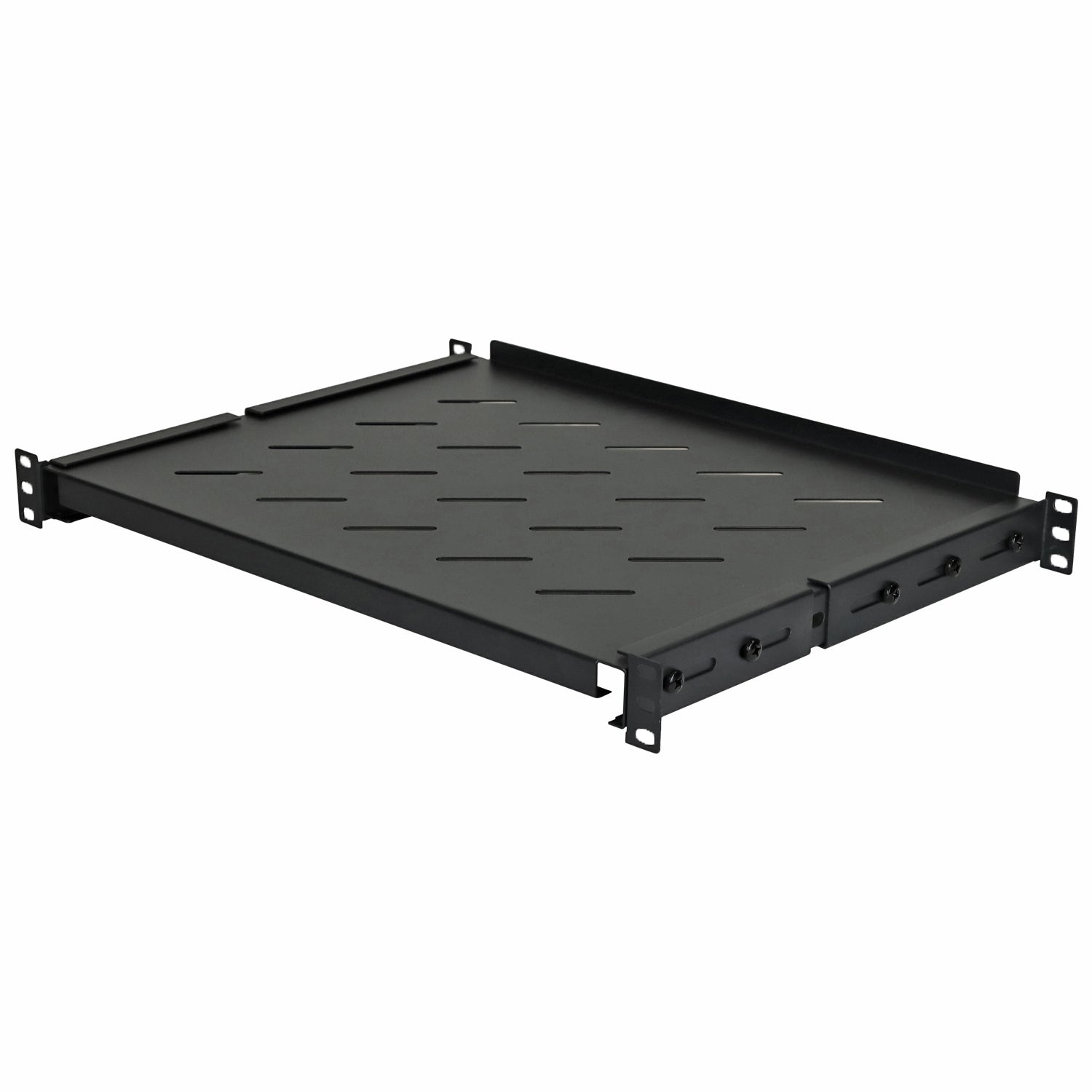 Aeons Universal 1U Rack Mount Vented 4-Post Fixed Shelf, Adjustable Mounting, 14-inch Depth