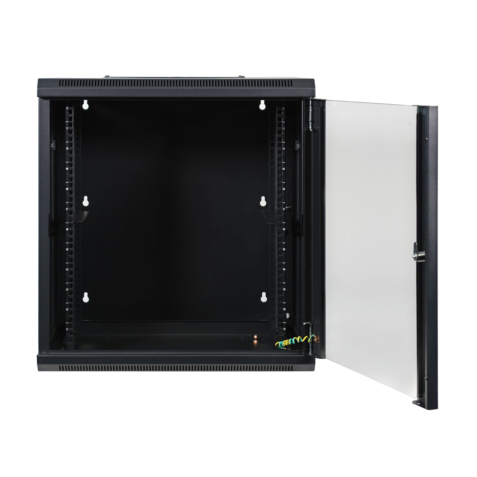 Aeons SB Series 12U Wall-Mount Network Cabinet, Hinged Swing-Out, Switch-Depth, Glass Door