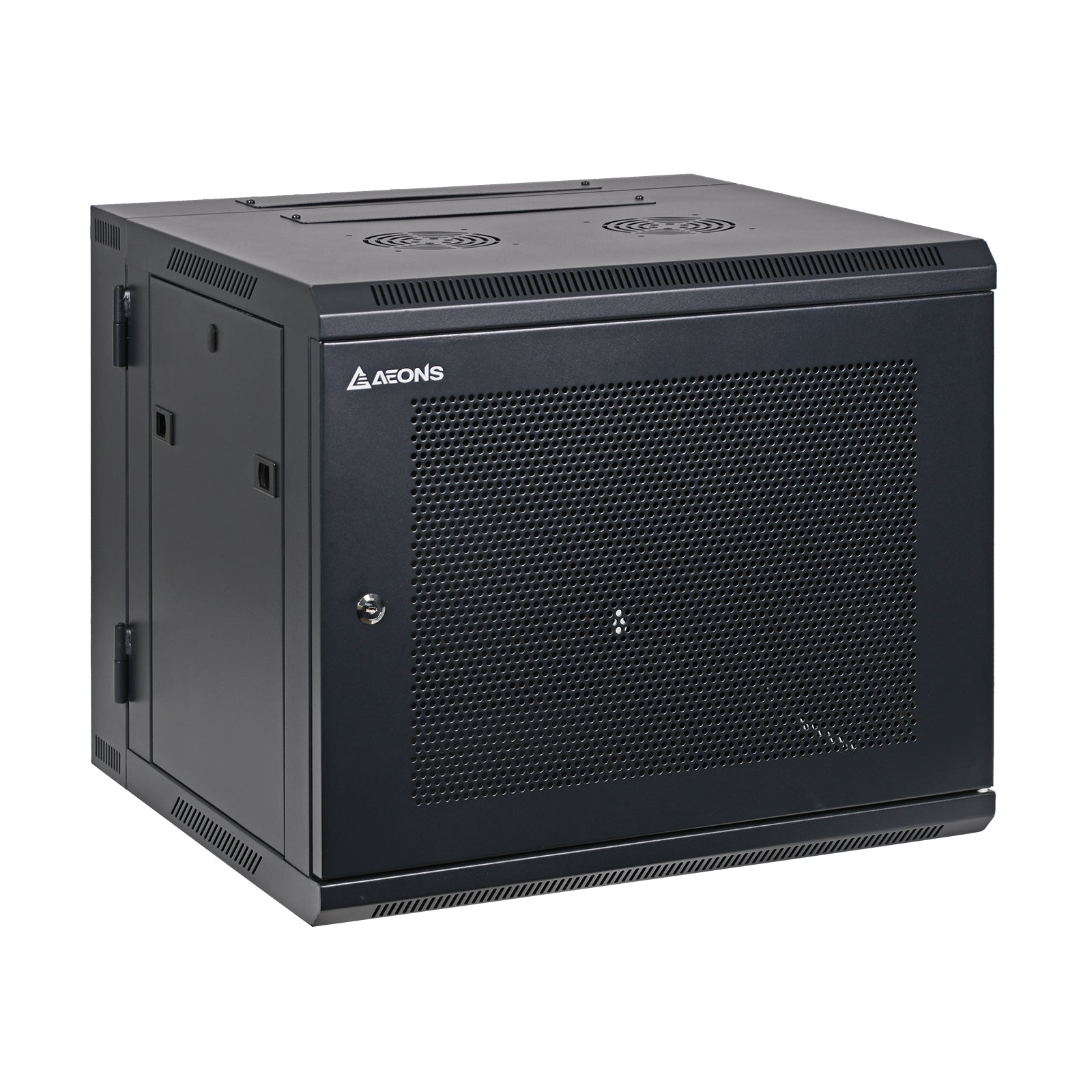 Aeons SB Series 9U Wall-Mount Network Cabinet, Hinged Swing-Out, Switch-Depth, Vented Door