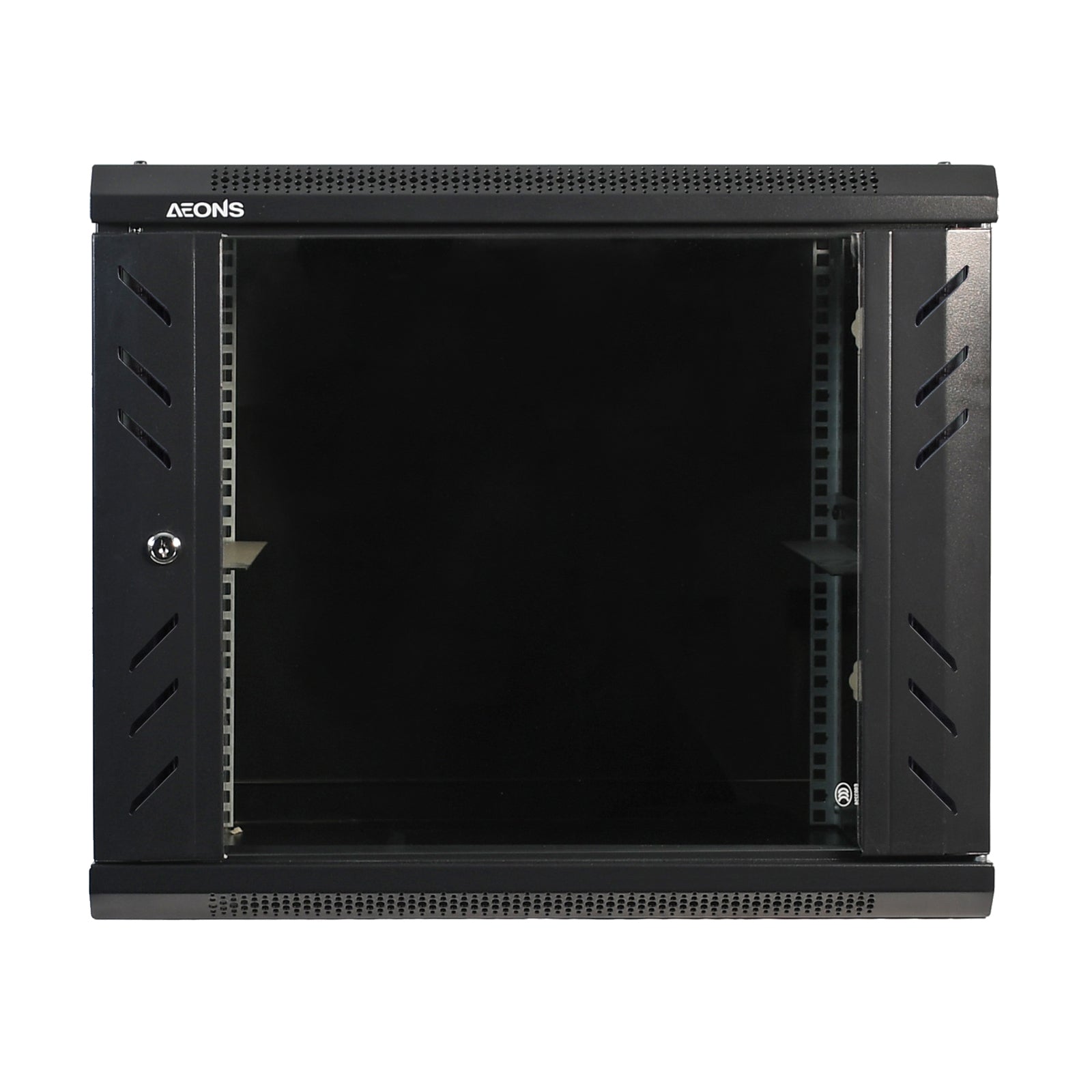 Aeons Pro Series 9U Wall-Mount Rack Cabinet, Switch-Depth, Glass Door