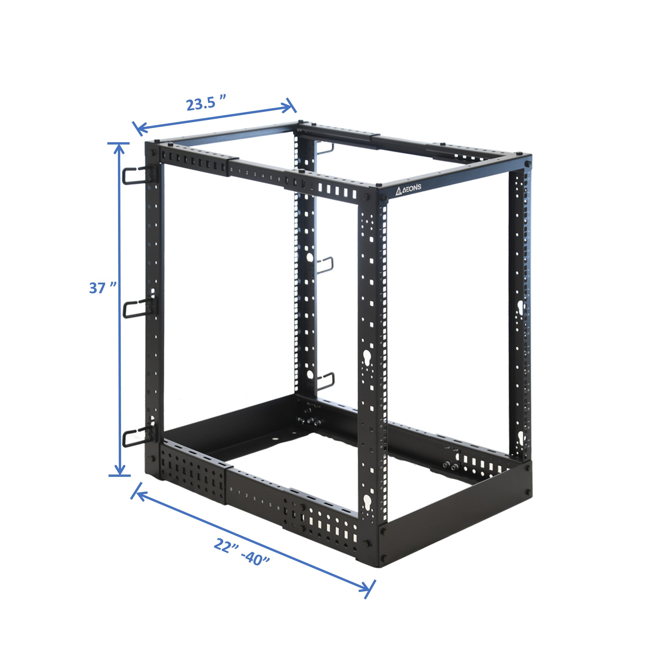 Aeons SR Series 18U 4-Post Open Frame Rack, Adjustable Depth