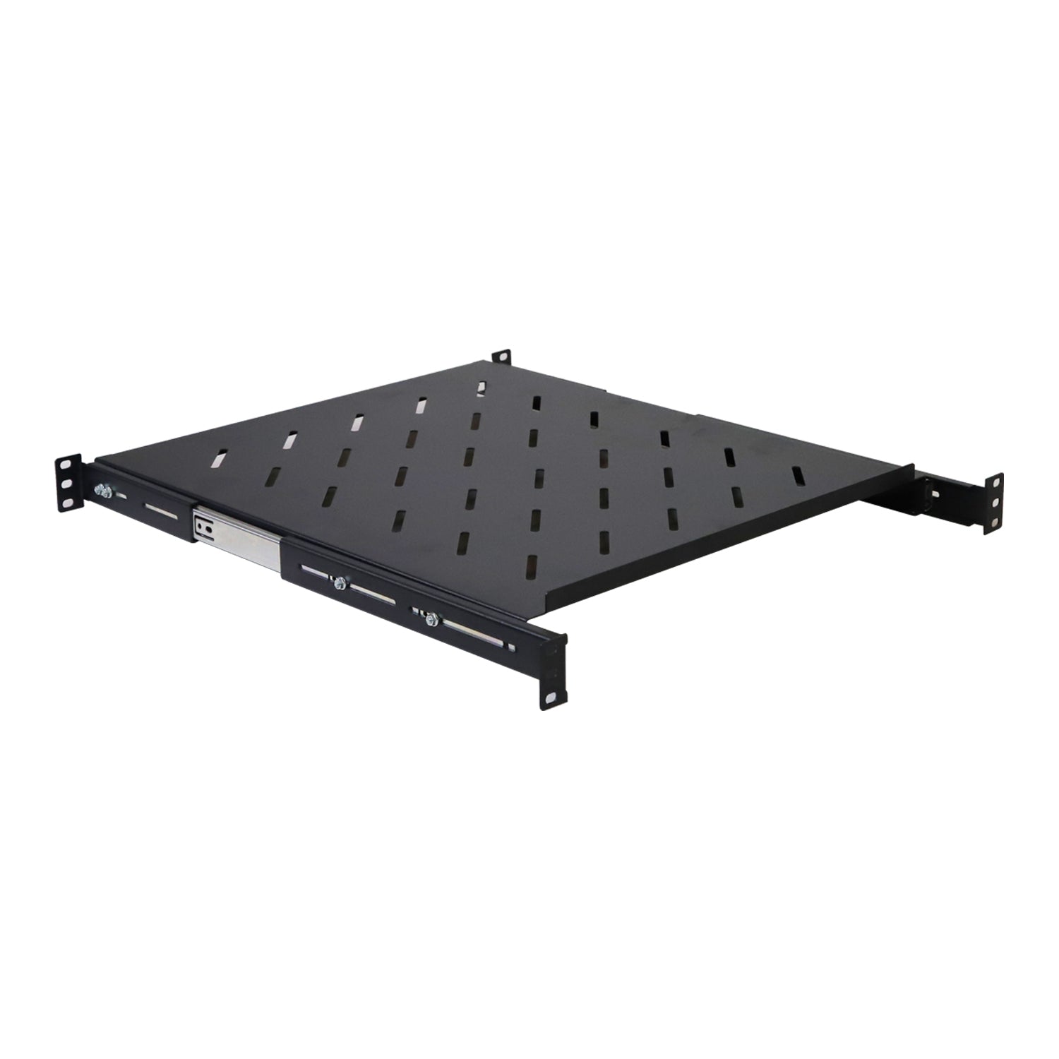 Aeons Universal 1U Rack Mount Vented 4-Post Sliding Shelf, Adjustable Mounting, 14-inch Depth