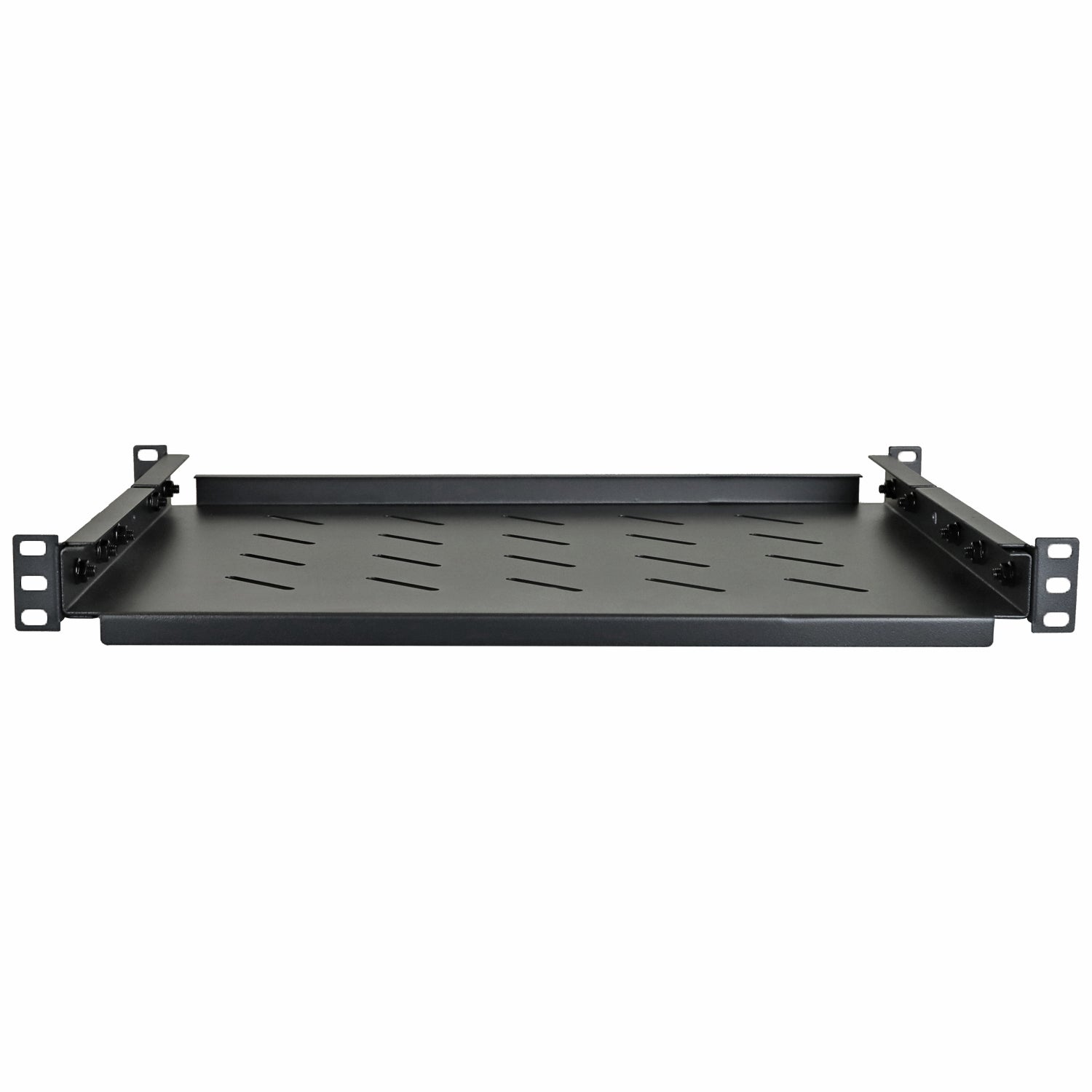 Aeons Universal 1U Rack Mount Vented 4-Post Fixed Shelf, Adjustable Mounting, 14-inch Depth