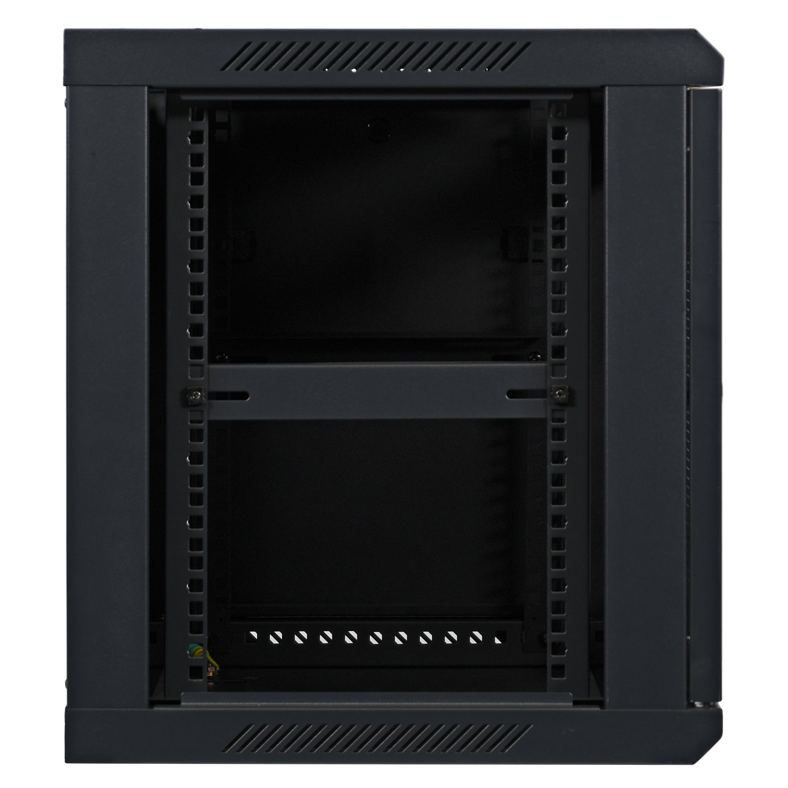 Aeons SC Series 9U Wall-Mount Rack Cabinet, Switch-Depth, Glass Door, Assembled