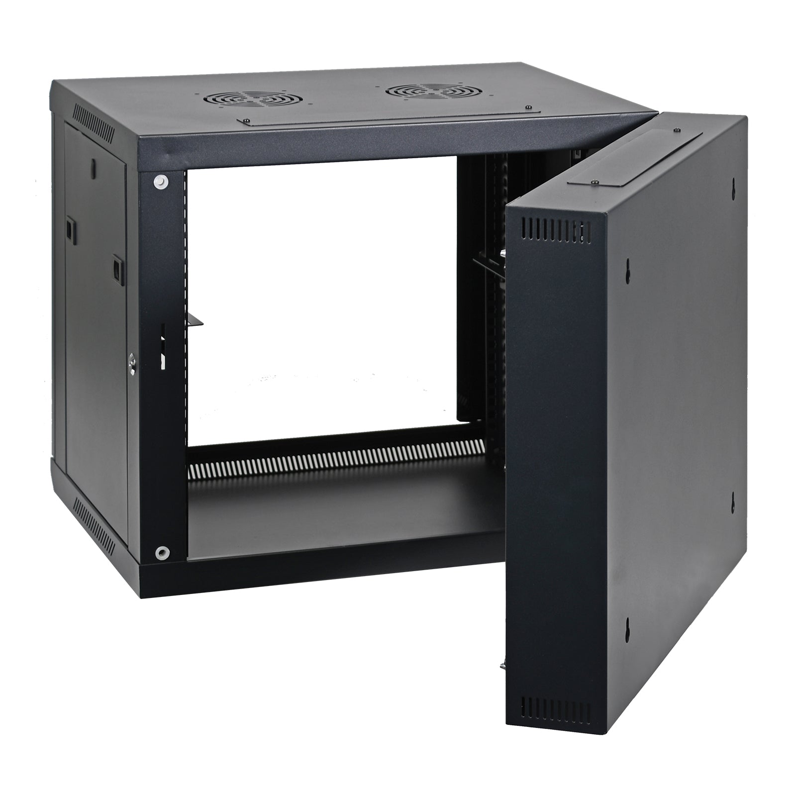 Aeons SB Series 9U Wall-Mount Network Cabinet, Hinged Swing-Out, Switch-Depth, Glass Door