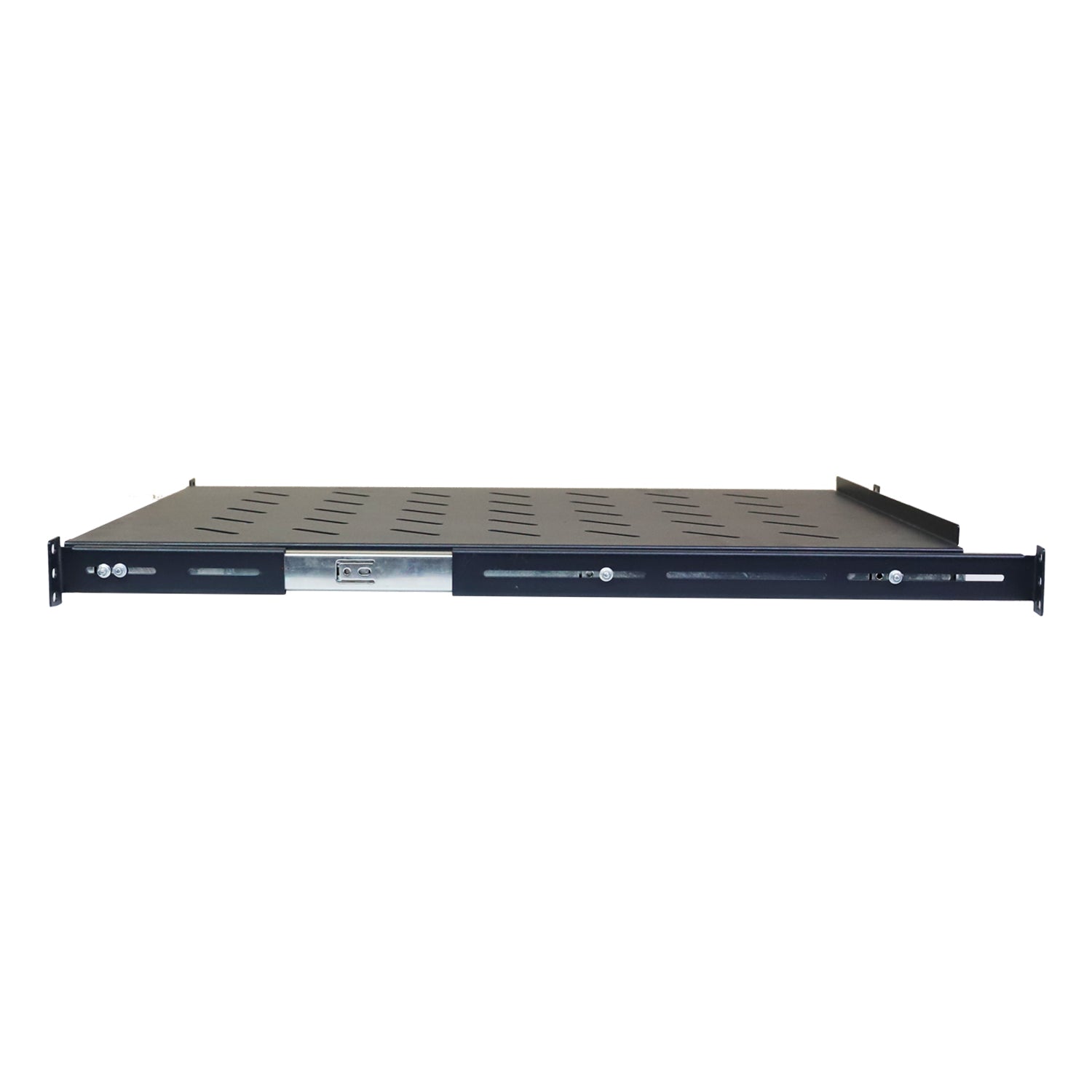 Aeons Universal 1U Rack Mount Vented 4-Post Sliding Shelf, Adjustable Mounting, 24-inch Depth