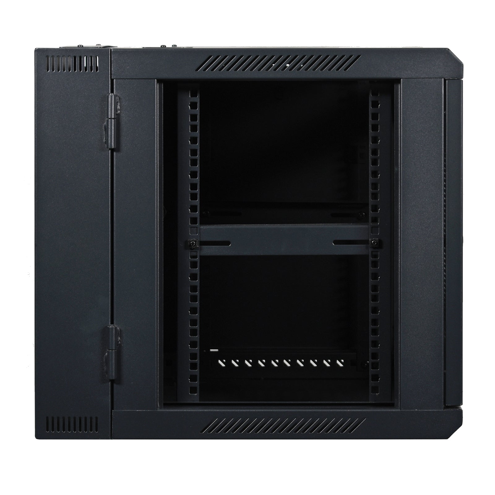 Aeons SB Series 9U Wall-Mount Network Cabinet, Hinged Swing-Out, Switch-Depth, Glass Door
