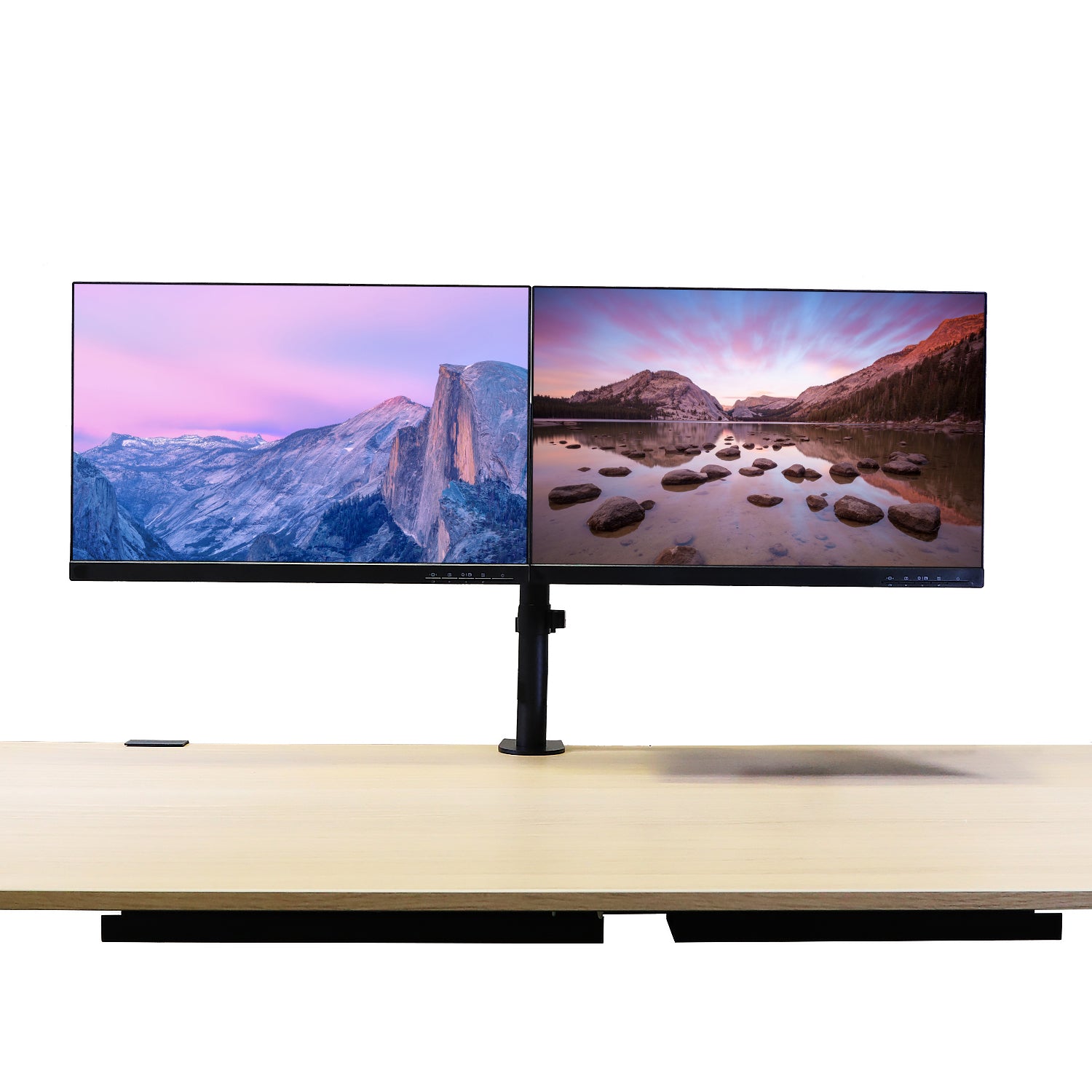 Aeons Dual Monitor Desk Mount, Adjustable Dual Arm fits 27 inch Screen with VESA, Clamp and Cable Management, Black