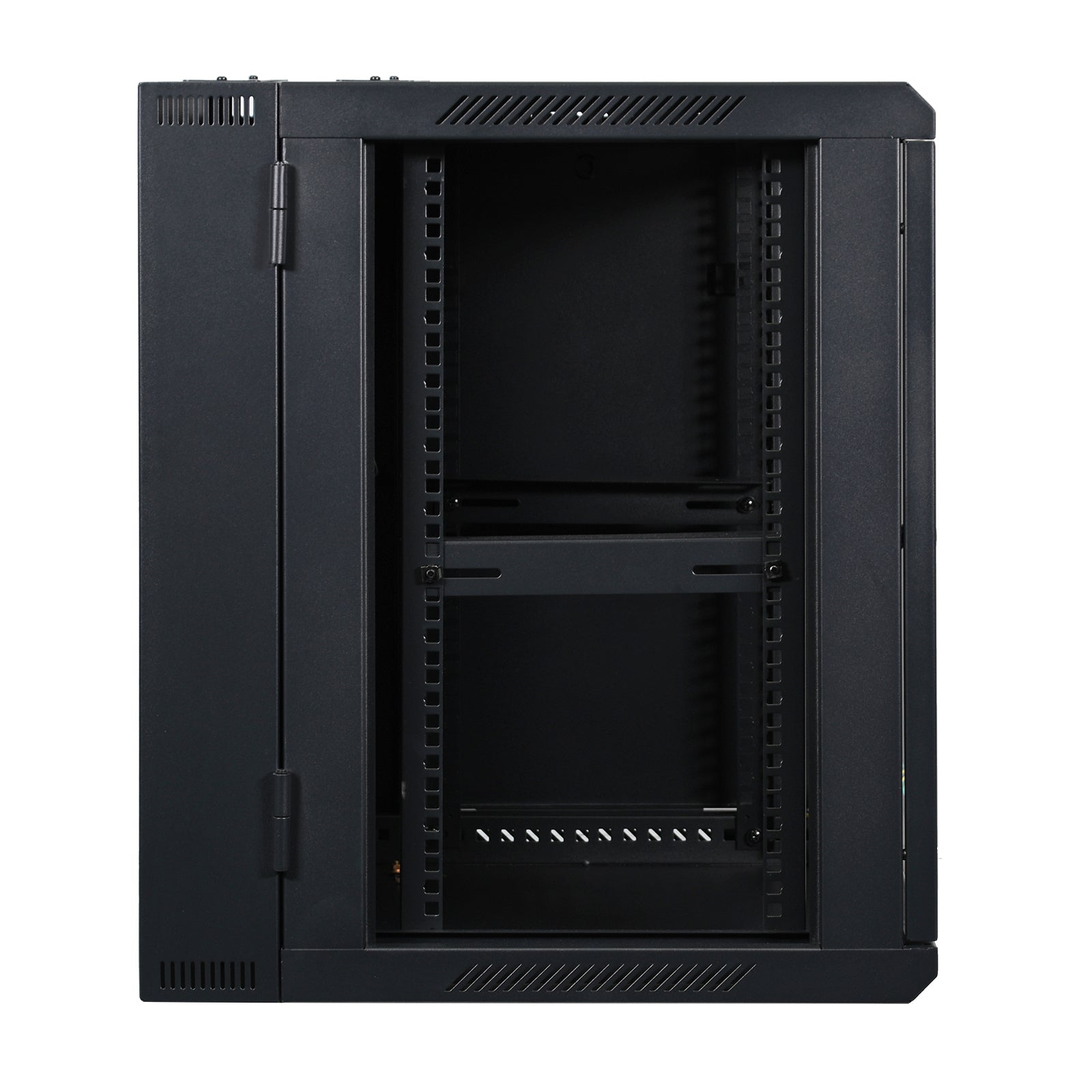 Aeons SB Series 12U Wall-Mount Network Cabinet, Hinged Swing-Out, Switch-Depth, Glass Door