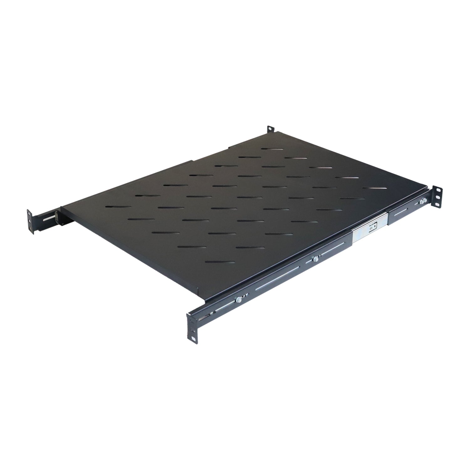 Aeons Universal 1U Rack Mount Vented 4-Post Sliding Shelf, Adjustable Mounting, 24-inch Depth
