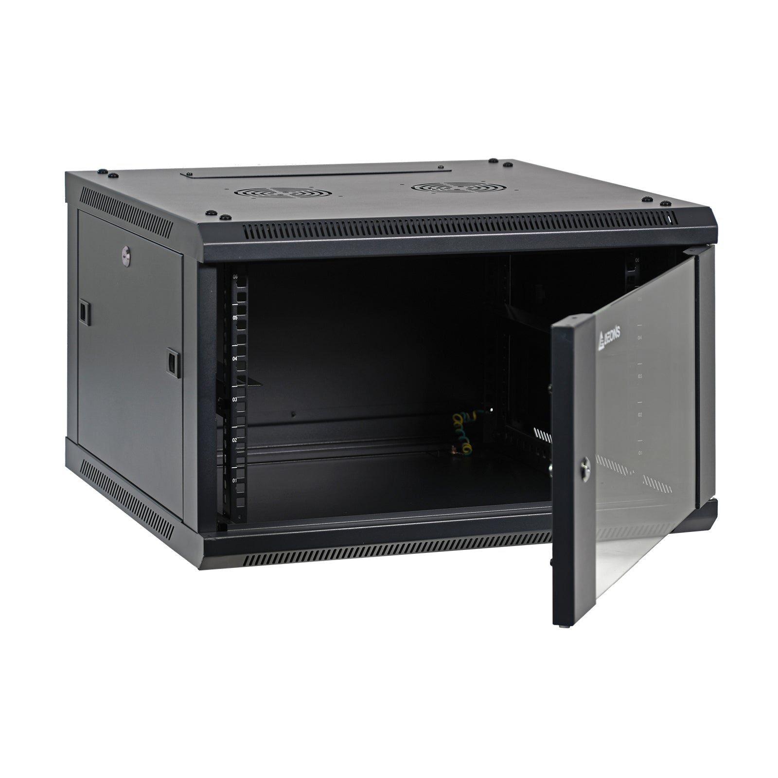 Aeons SP Series 6U Wall-Mount Rack Cabinet, Mid-Depth, Glass Door