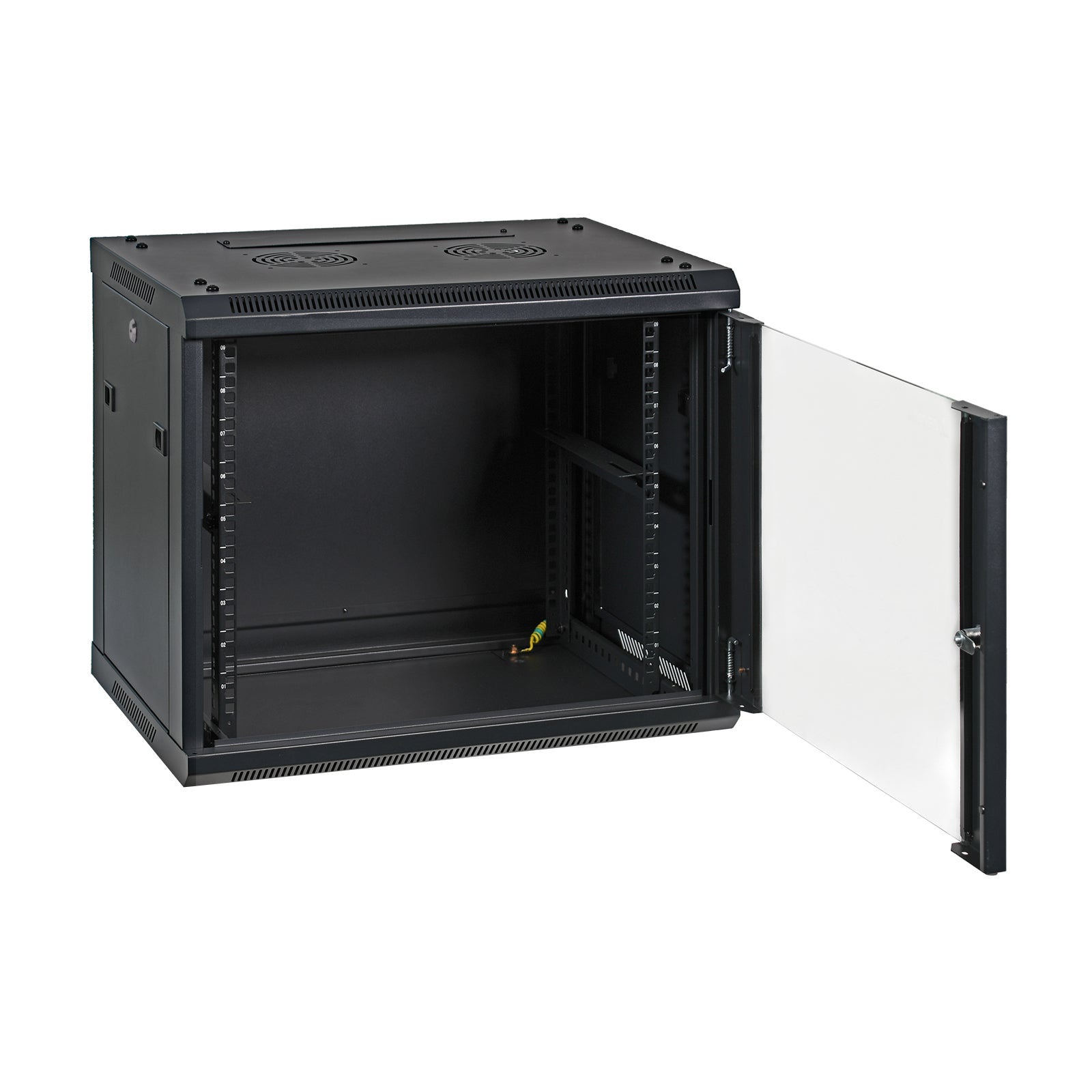 Aeons SP Series 9U Wall-Mount Rack Cabinet, Switch-Depth, Glass Door
