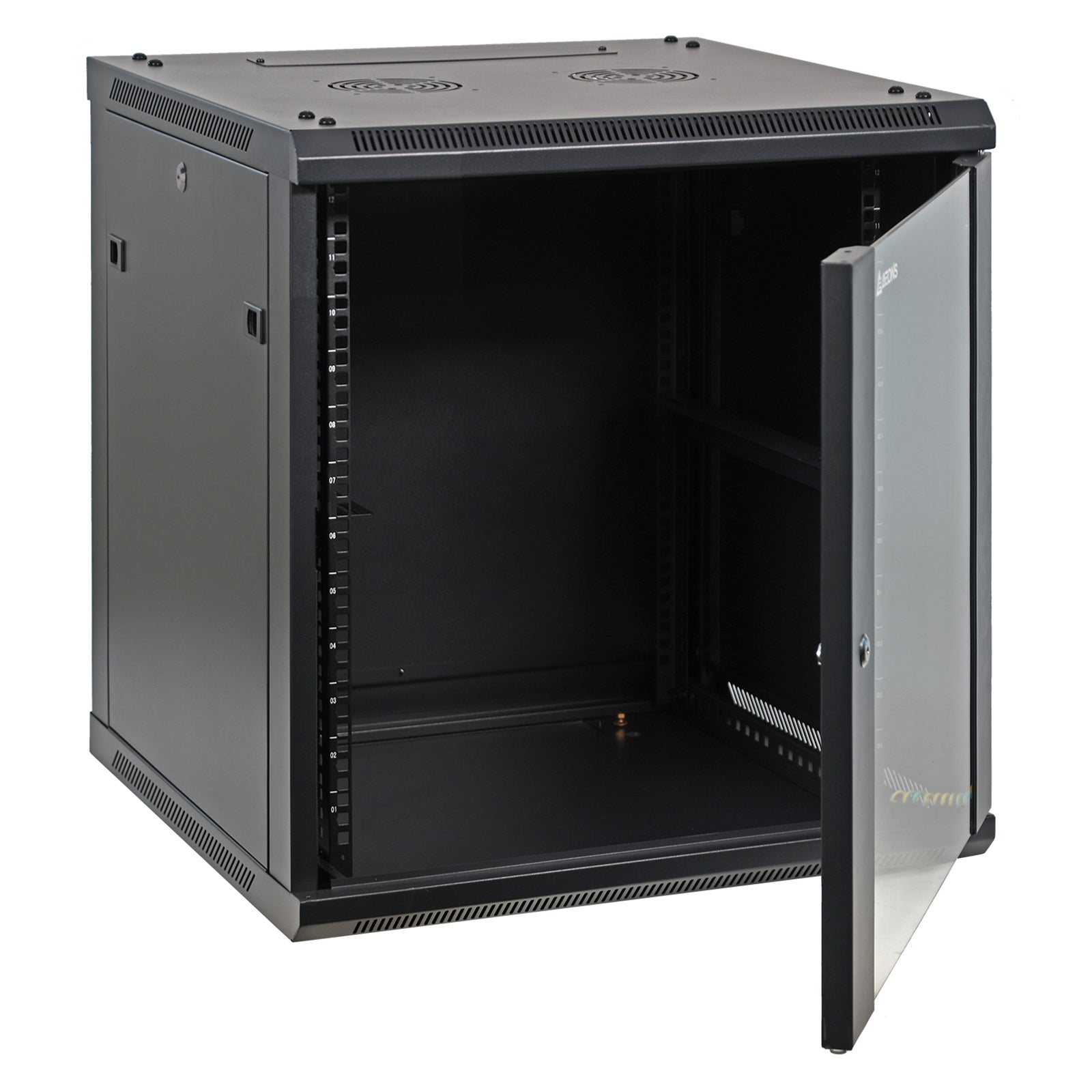 Aeons SP Series 12U Wall-Mount Rack Cabinet, Mid-Depth, Glass Door