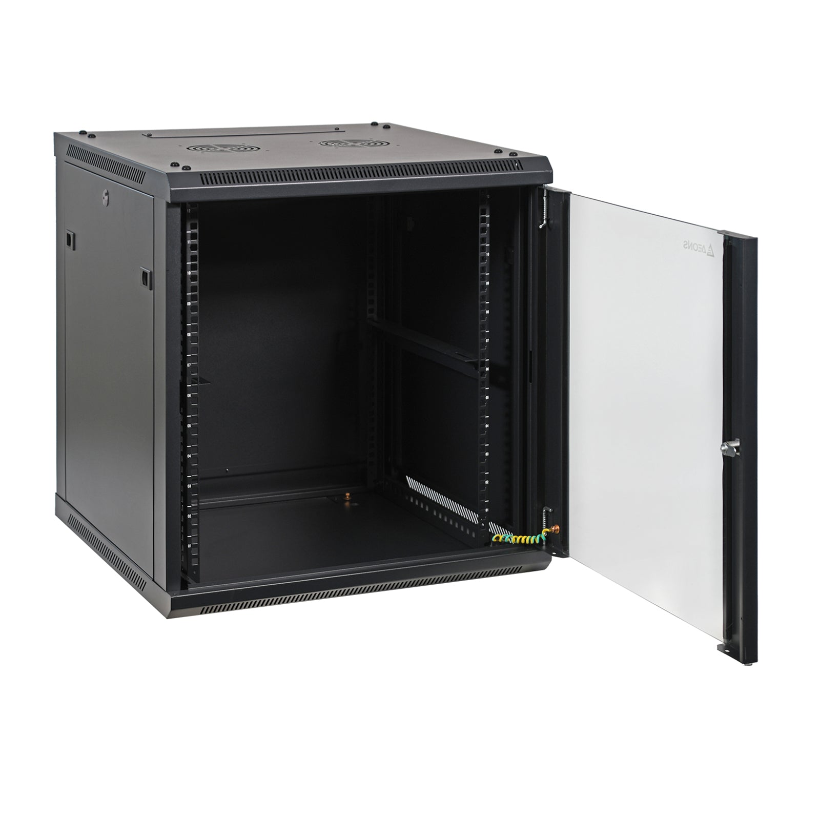 Aeons SP Series 12U Wall-Mount Rack Cabinet, Mid-Depth, Glass Door