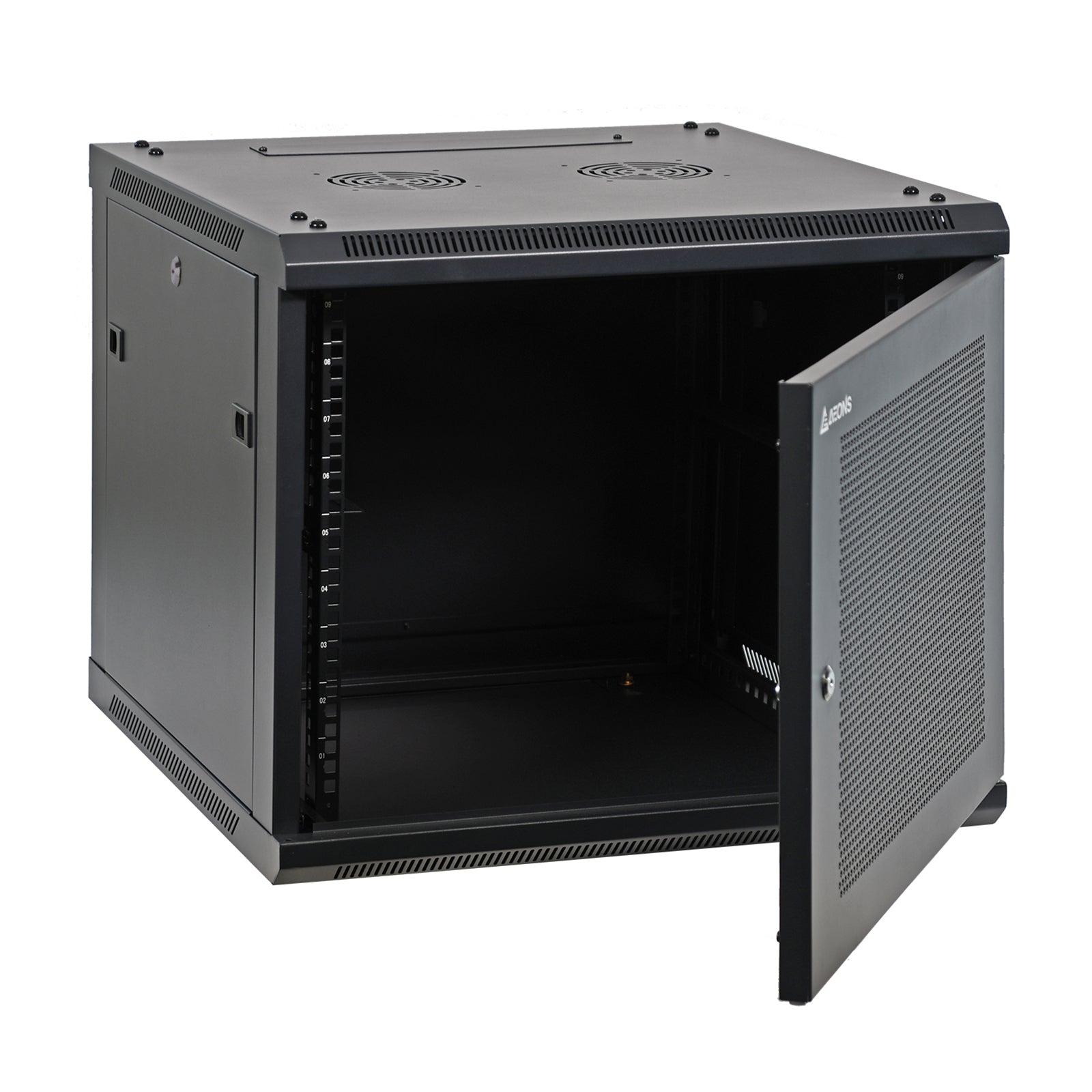 Aeons SP Series 9U Wall-Mount Rack Cabinet, Mid-Depth, Vented Door