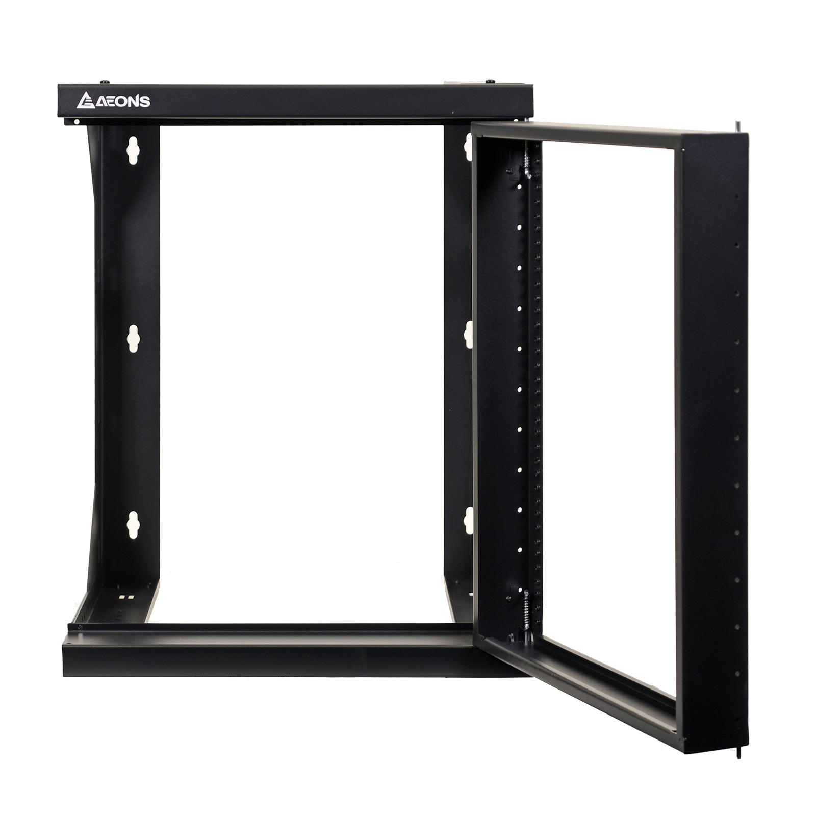 Aeons SBC Series 12U Wall-Mount Open-Frame Rack, Adjustable-Depth, Swing Out Hinged Gate