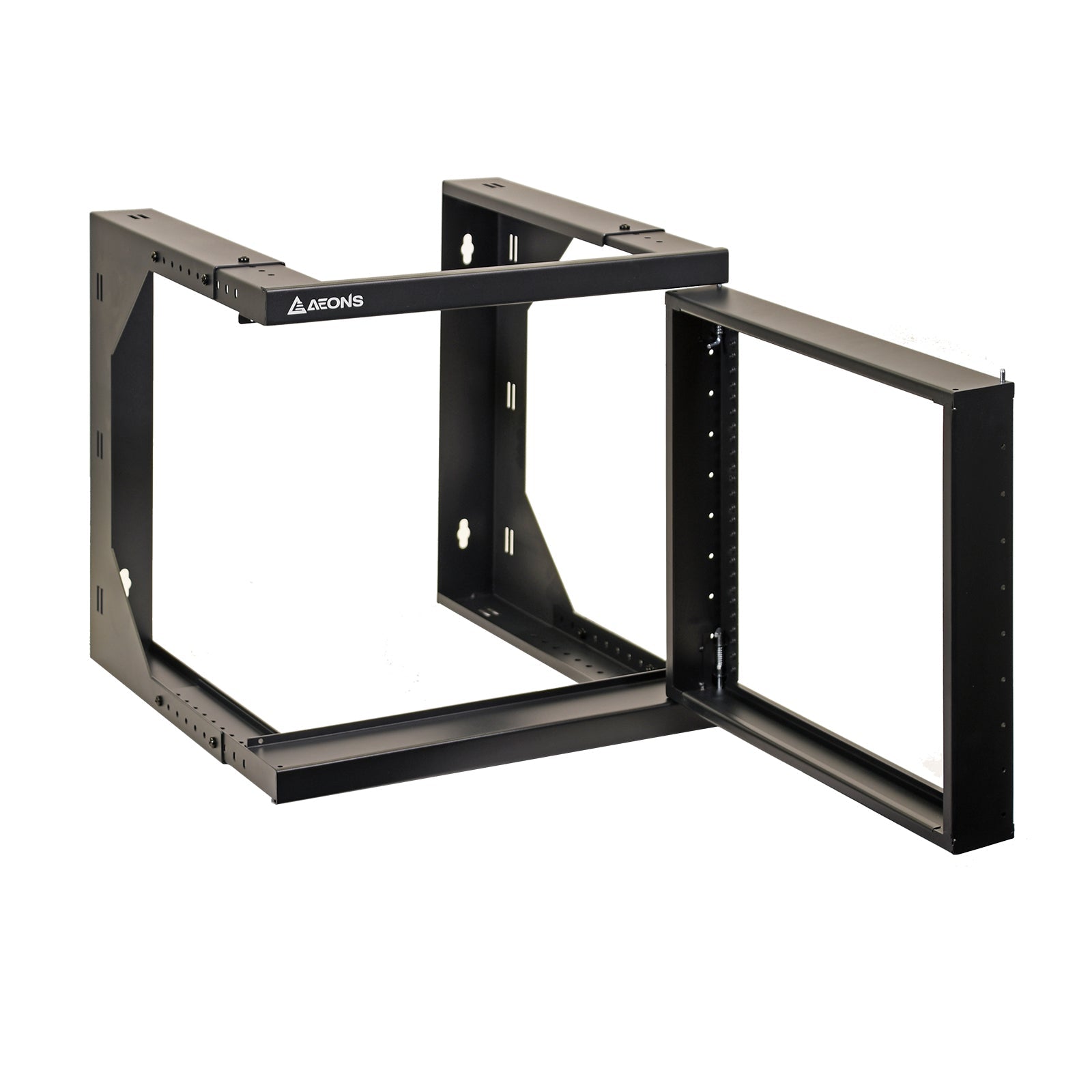 Aeons SBC Series 9U Wall-Mount Open-Frame Rack, Adjustable-Depth, Swing Out Hinged Gate