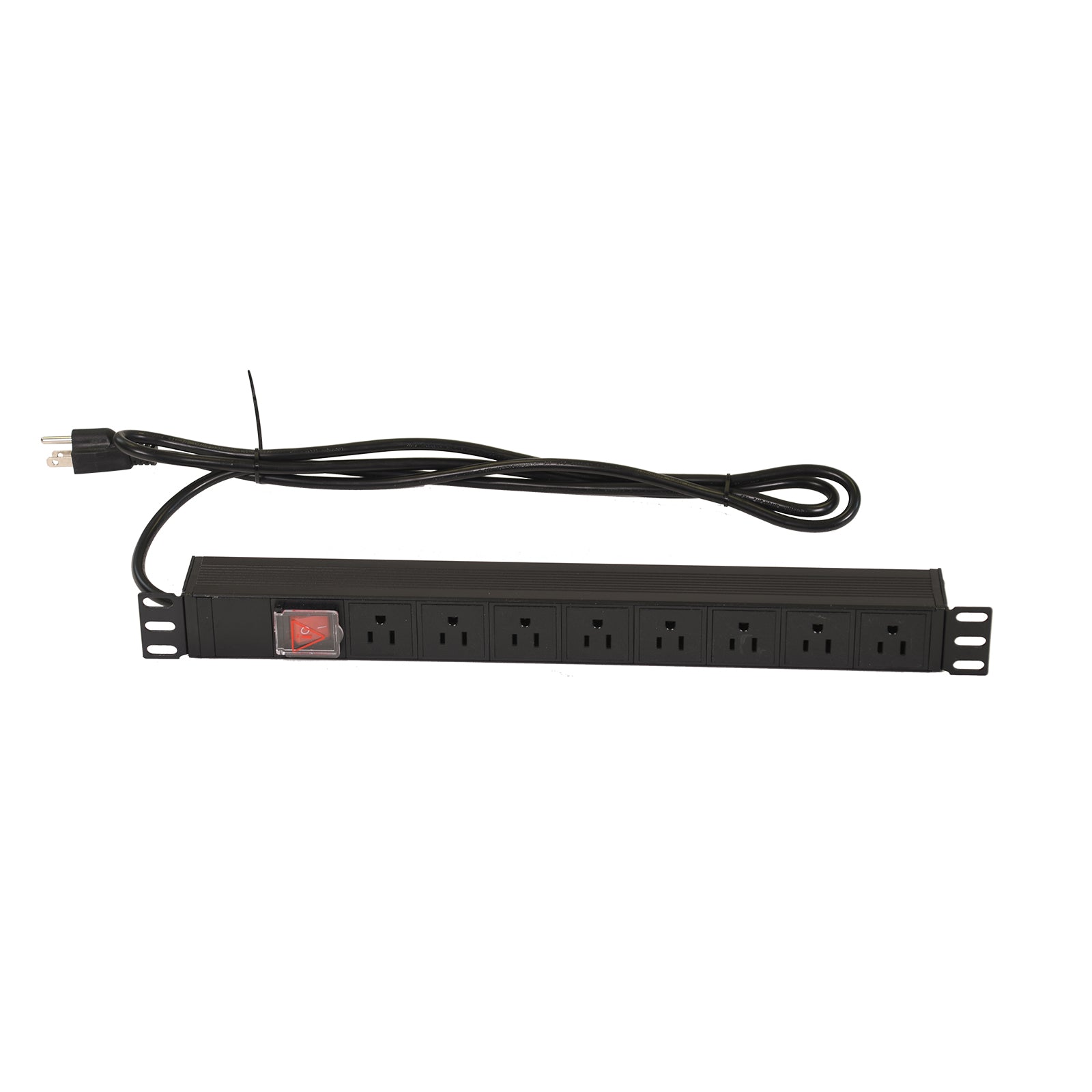 Aeons 1U Rack Mount PDU Power Strip, 8 Right Angle Outlets, 15A, Metal Slim Design