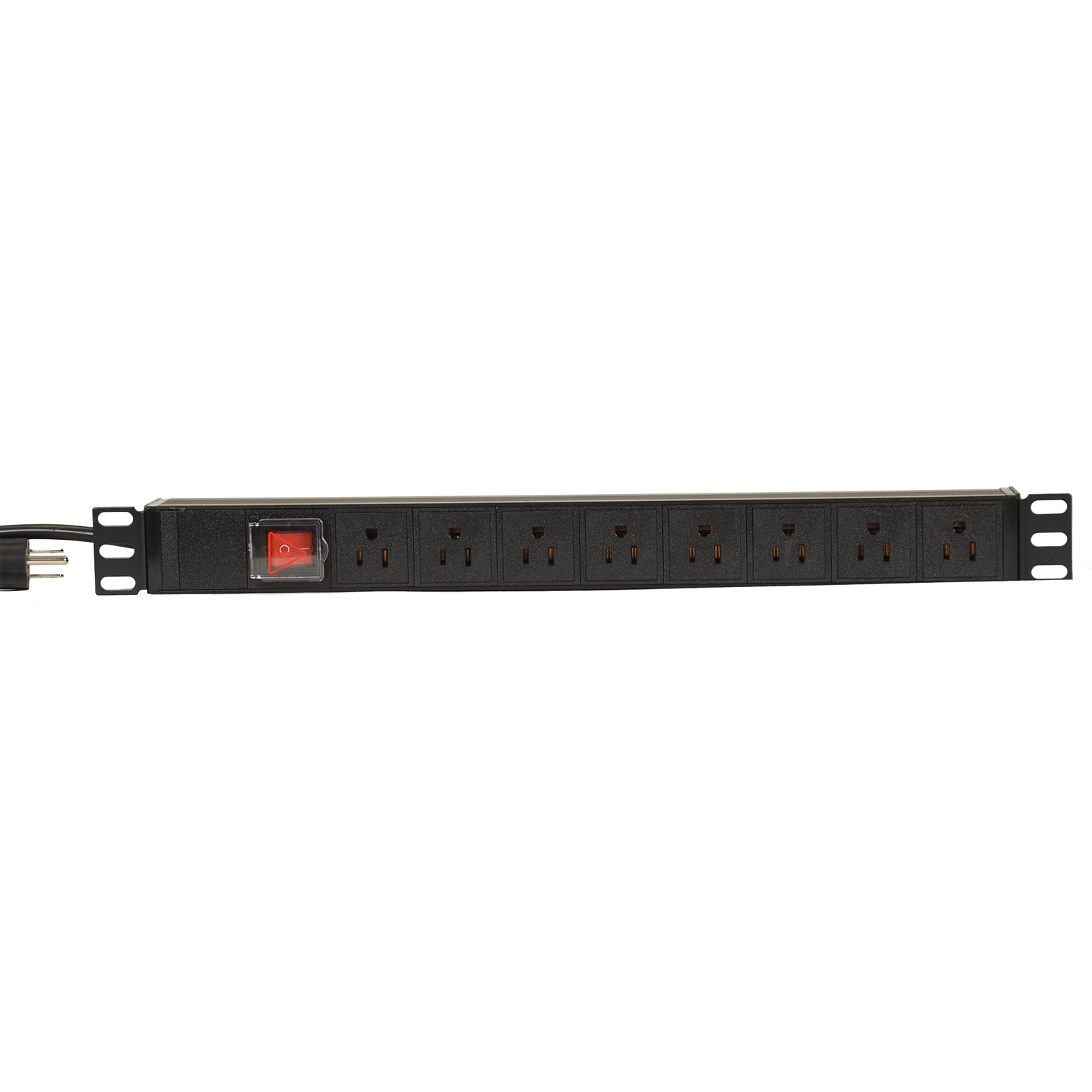 Aeons 1U Rack Mount PDU Power Strip, 8 Right Angle Outlets, 15A, Metal Slim Design