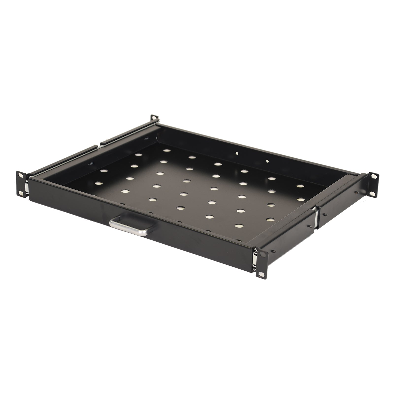 Aeons Premium 1U Rack Mount Vented 4-Post Sliding Shelf, 14-inch Depth, 2-Pack