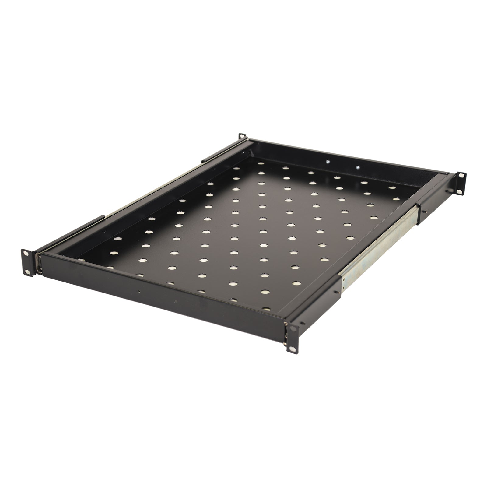 Aeons Premium 1U Rack Mount Vented 4-Post Sliding Shelf, 26-inch Depth