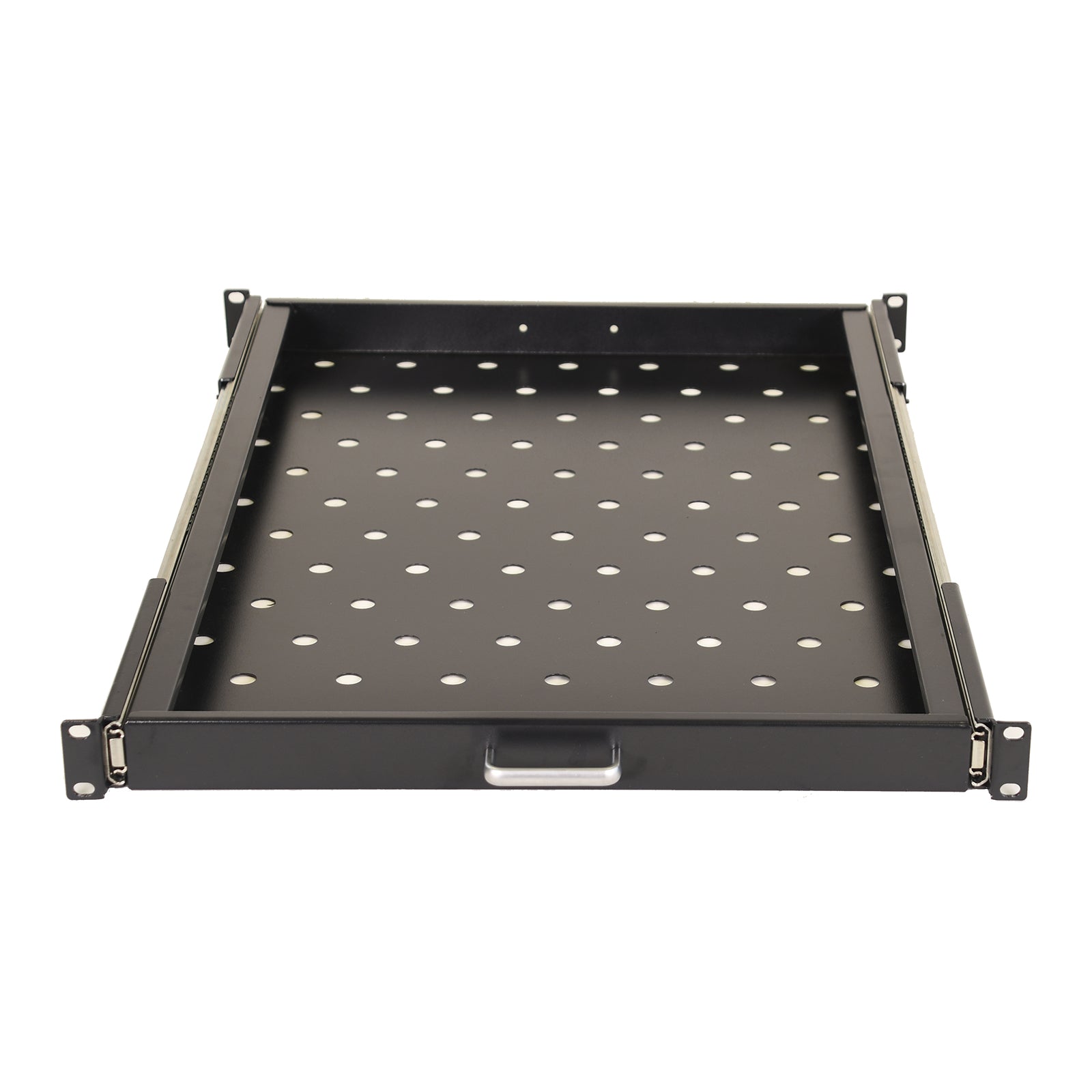 Aeons Premium 1U Rack Mount Vented 4-Post Sliding Shelf, 26-inch Depth