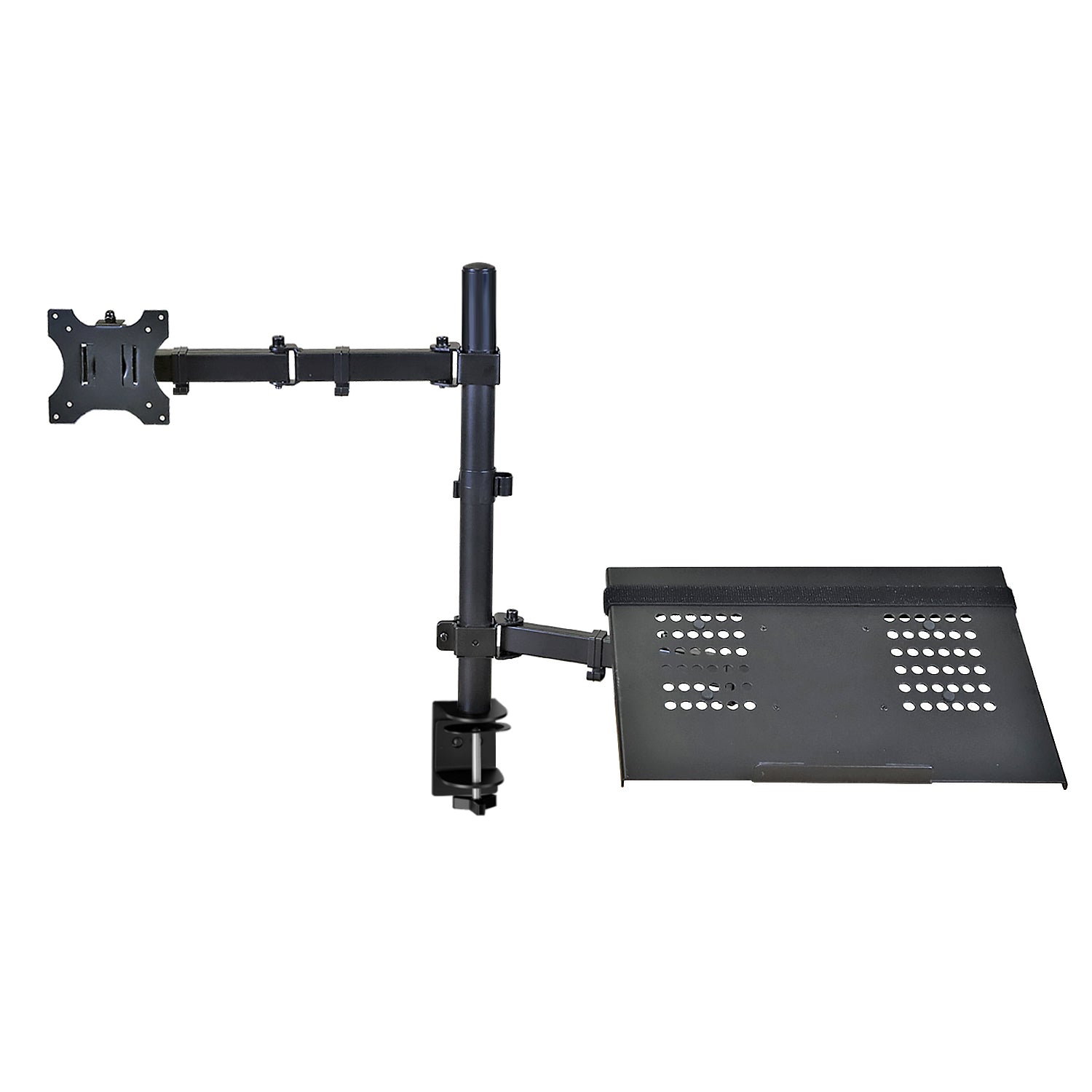 Aeons Monitor and Laptop Tray Desk Mount, 2-in-1 Adjustable Dual Arm fits 27 inch Screen with VESA, Clamp and Cable Management, Black