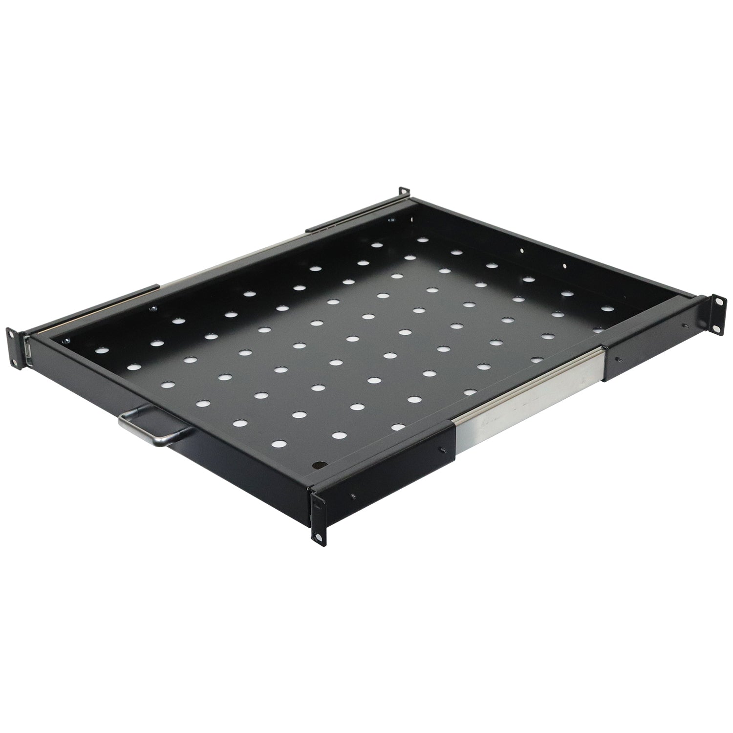 Aeons Premium 1U Rack Mount Vented 4-Post Sliding Shelf, 22-inch Depth