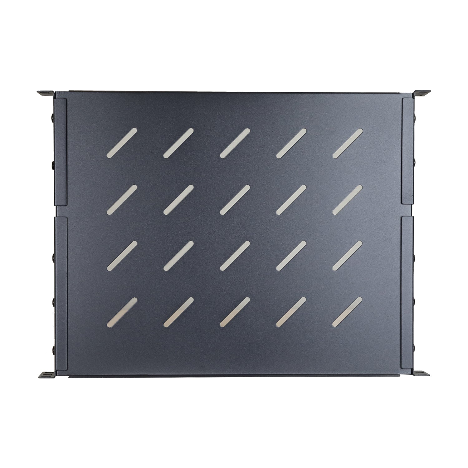 Aeons Universal 1U Rack Mount Vented 4-Post Fixed Shelf, Adjustable Mounting, 14-inch Depth