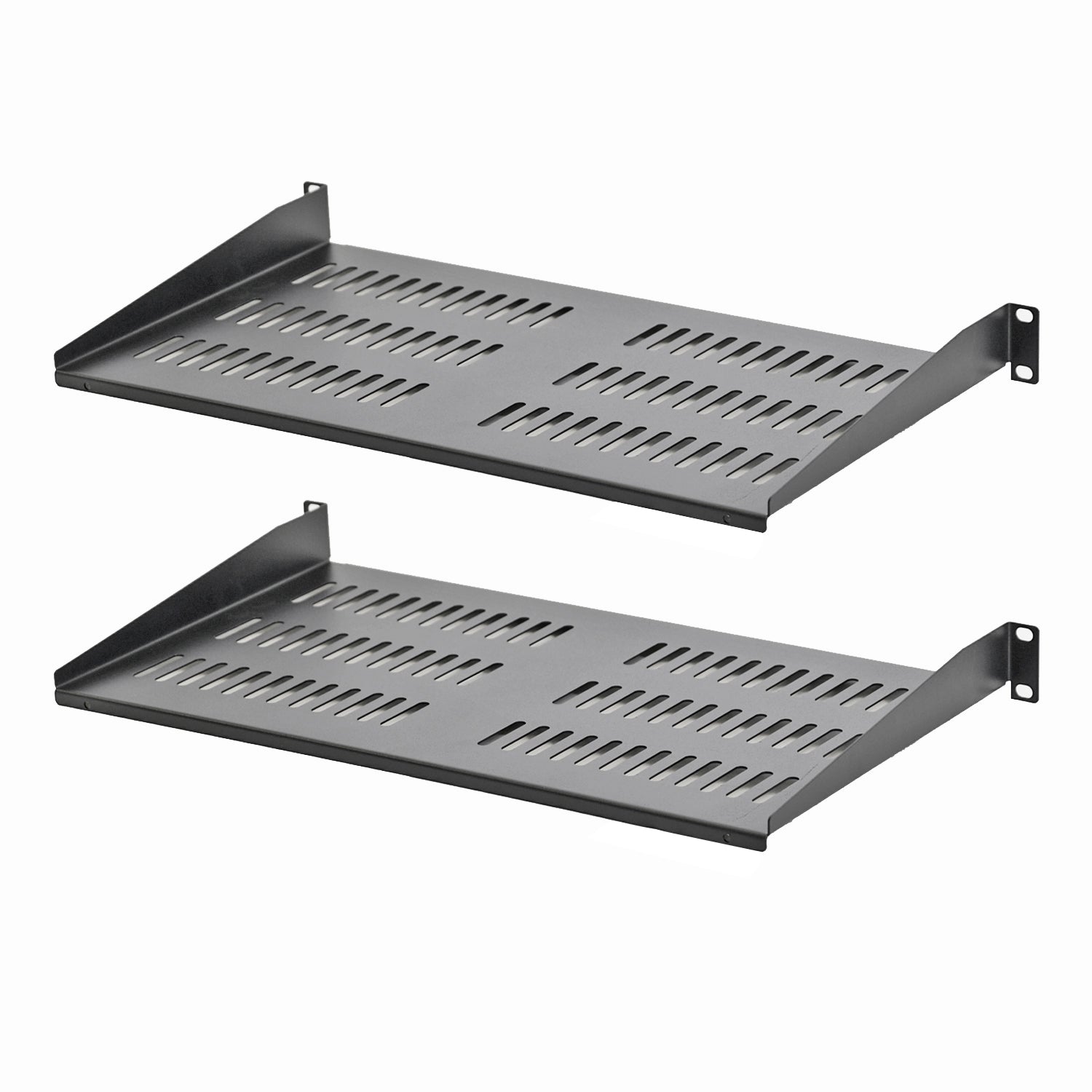 Aeons Universal 1U Rack Mount Vented Cantilever Shelf, 10-inch Depth, 2-Pack