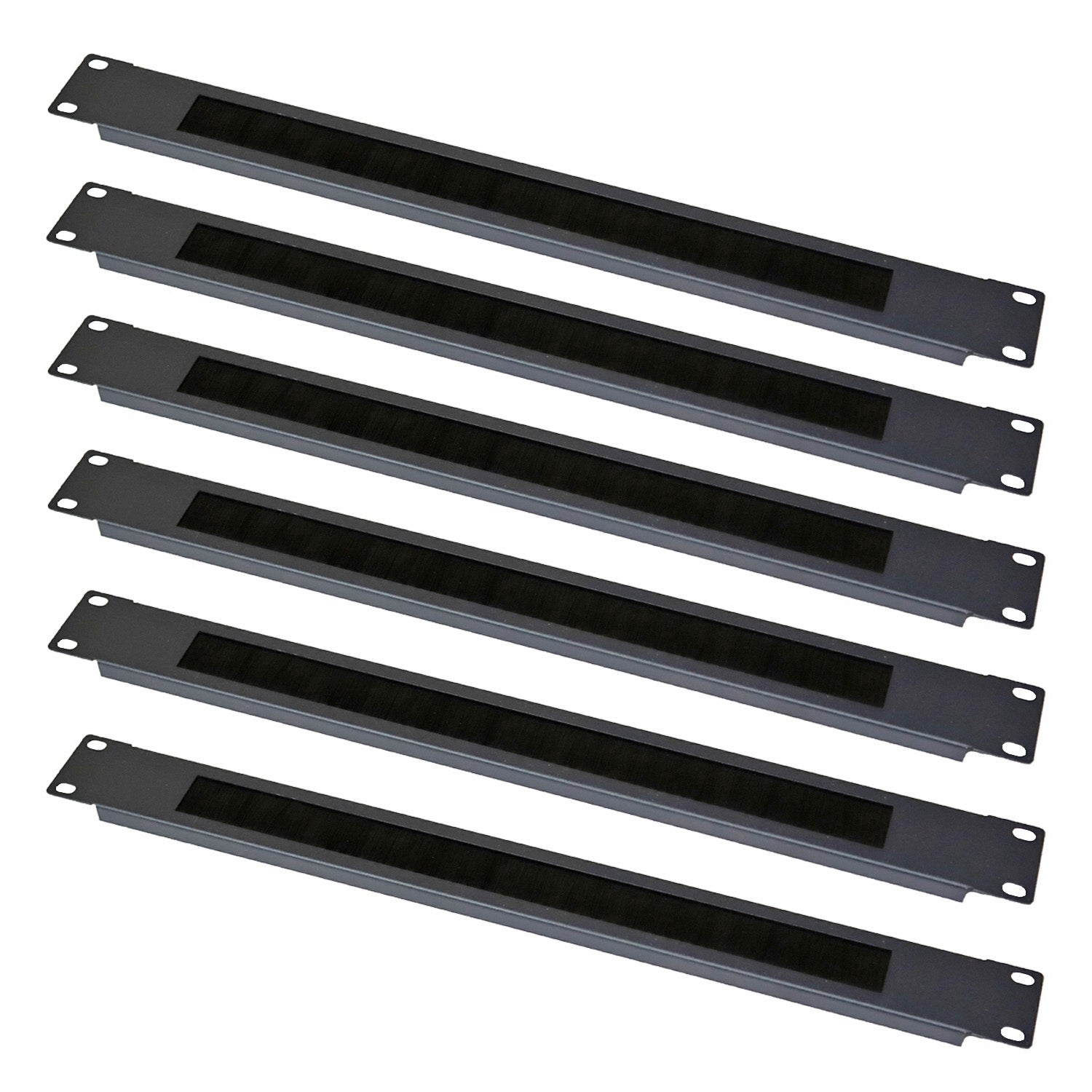 Aeons 1U Rack Mount Brush Type Cable Management Panel 6 Pack